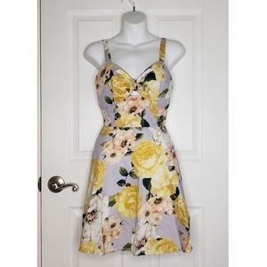 Speechless Spring Skater Dress - Blue & Yellow Floral